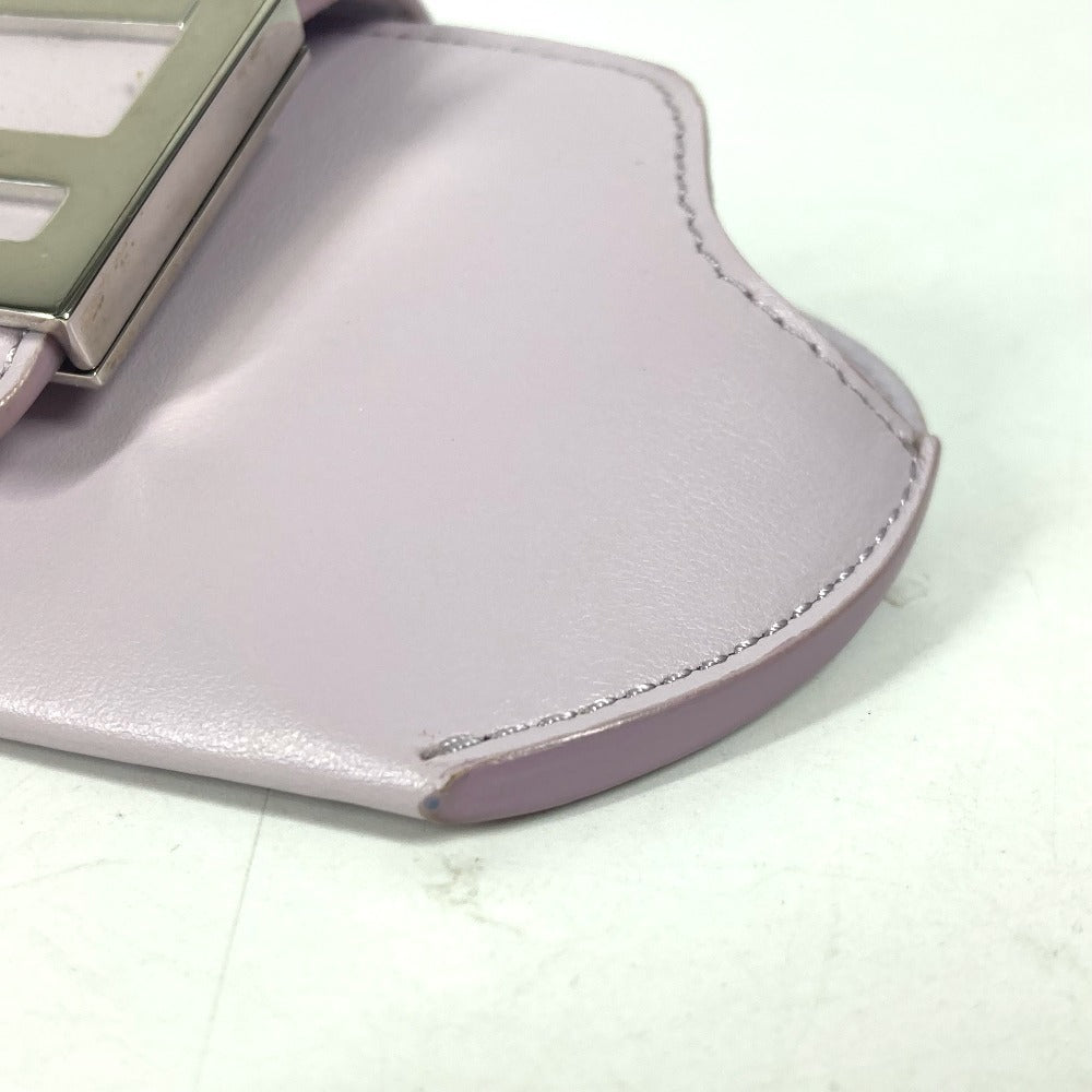 FENDI 7AS069 アイウェア 眼鏡 サングラスケース FFロゴ メガネケース チェーン付き ポーチ レザー レディース ライトパープル