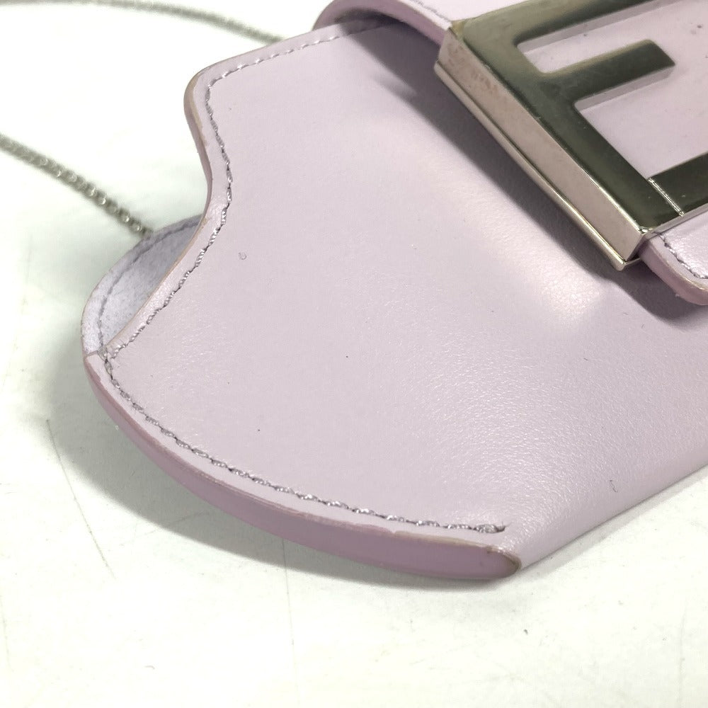 FENDI 7AS069 アイウェア 眼鏡 サングラスケース FFロゴ メガネケース チェーン付き ポーチ レザー レディース ライトパープル