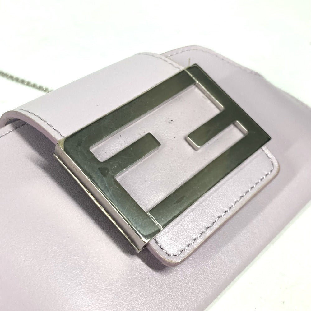 FENDI 7AS069 アイウェア 眼鏡 サングラスケース FFロゴ メガネケース チェーン付き ポーチ レザー レディース ライトパープル