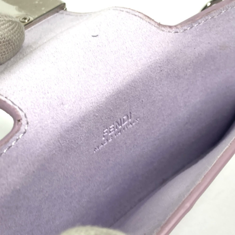 FENDI 7AS069 アイウェア 眼鏡 サングラスケース FFロゴ メガネケース チェーン付き ポーチ レザー レディース ライトパープル