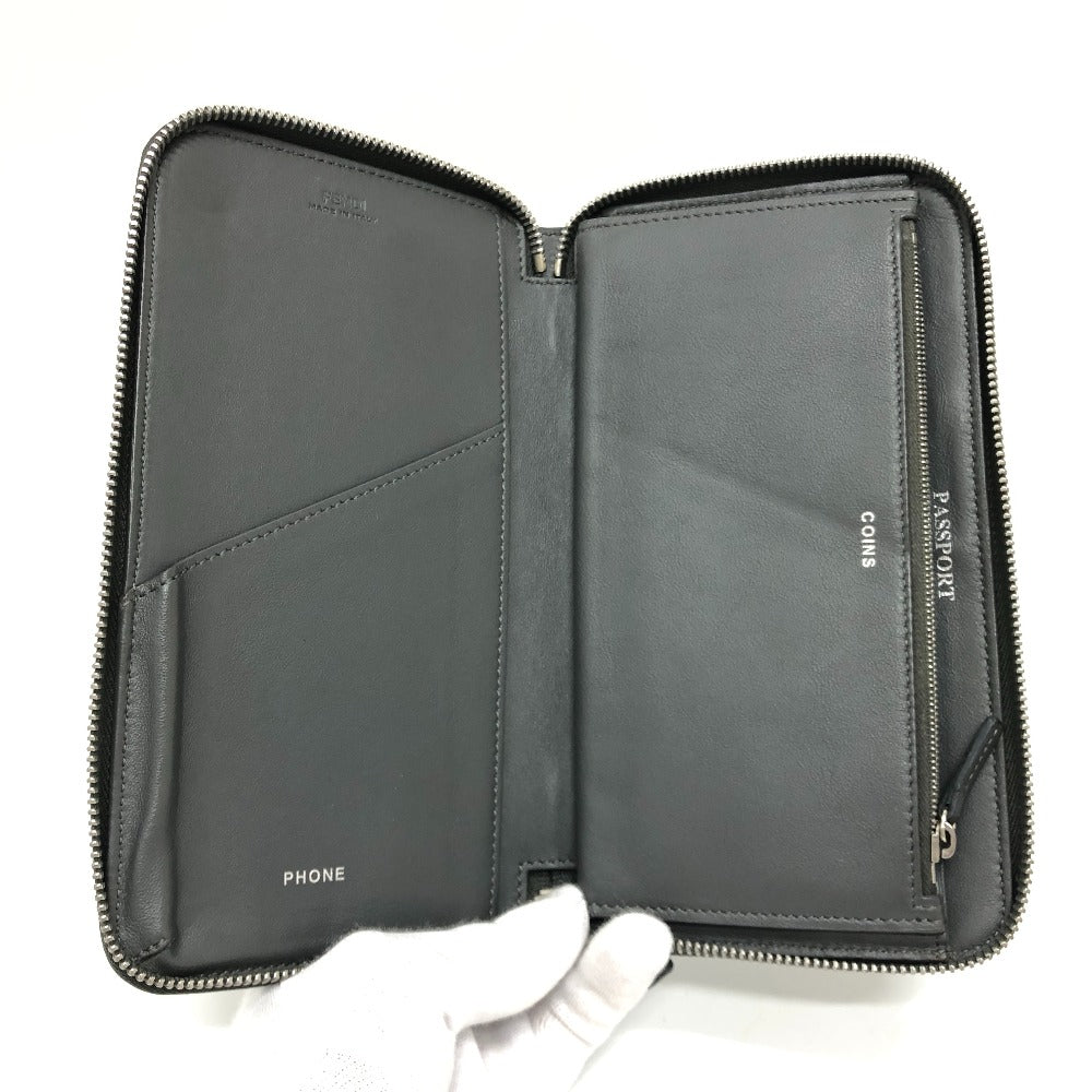 FENDI 7M0276 ズッカ柄トラベルウォレット 長財布 財布 ウォレット 長財布 レザー レディース グレー