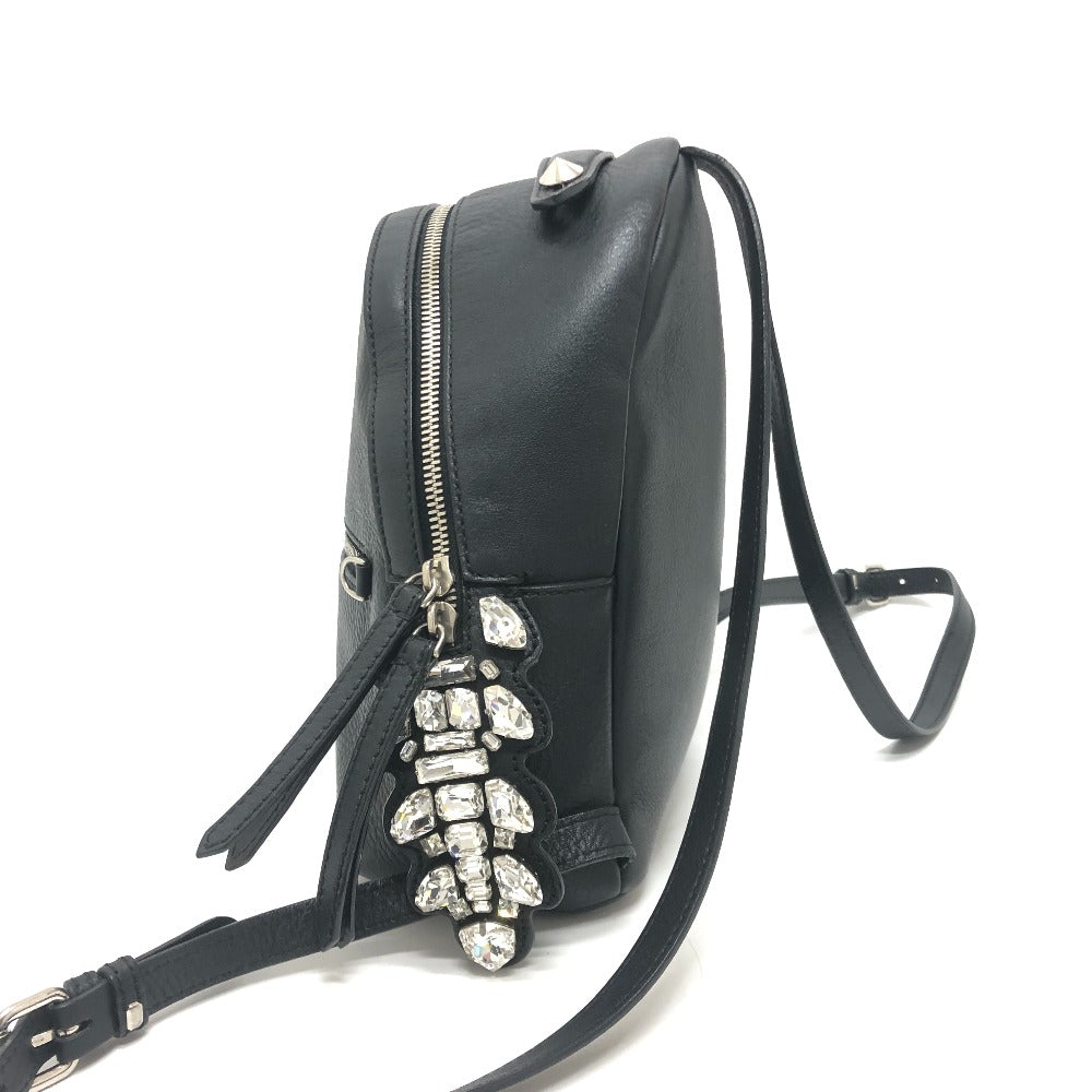 FENDI 8BZ036 By the Way Bejeweled Backpack, Leather, Women's, Black