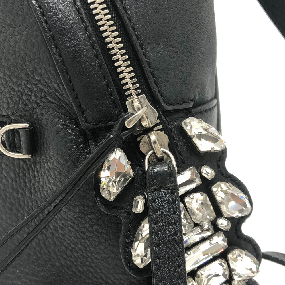 FENDI 8BZ036 By the Way Bejeweled Backpack, Leather, Women's, Black