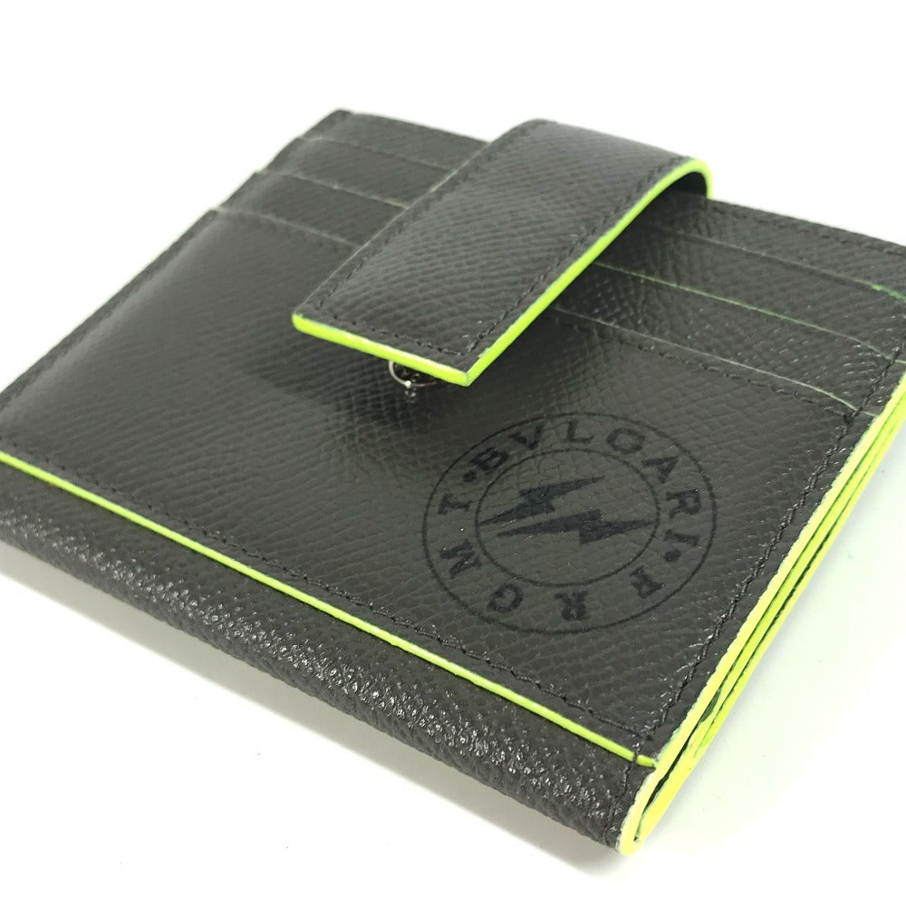 BVLGARI fragment logo multi-case, business card holder, pass case, card case, leather, men's, gray