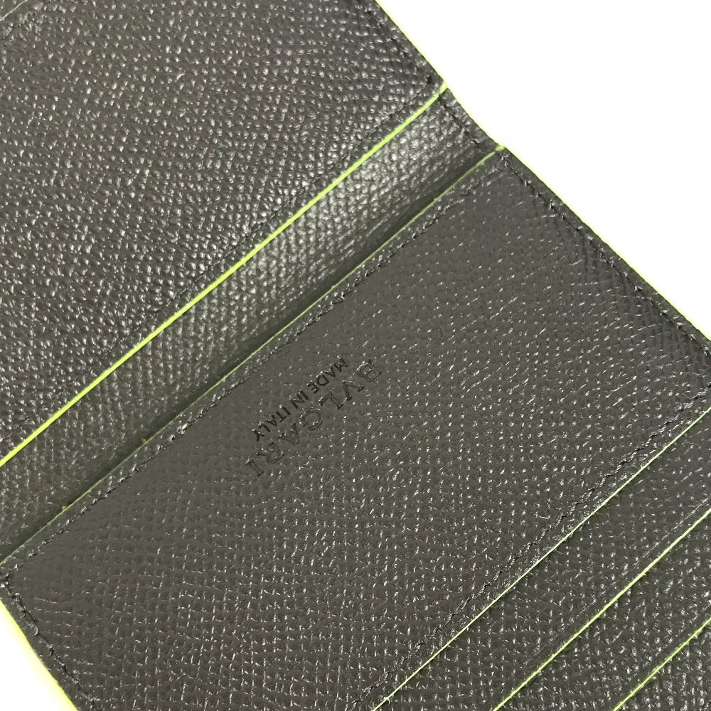 BVLGARI fragment logo multi-case, business card holder, pass case, card case, leather, men's, gray