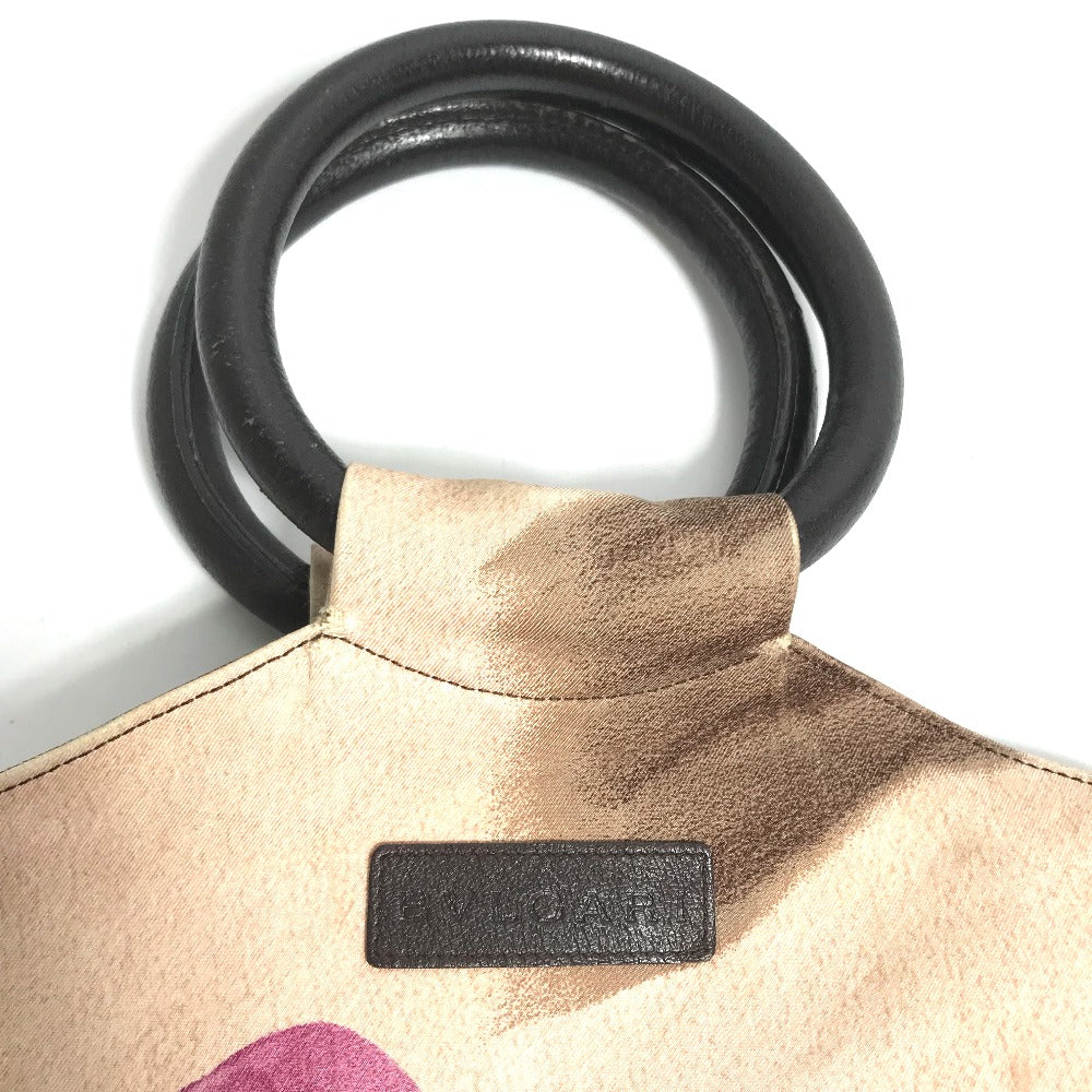 BVLGARI Round Handle 2-Way Handbag in Canvas/Leather, Women's, Pink