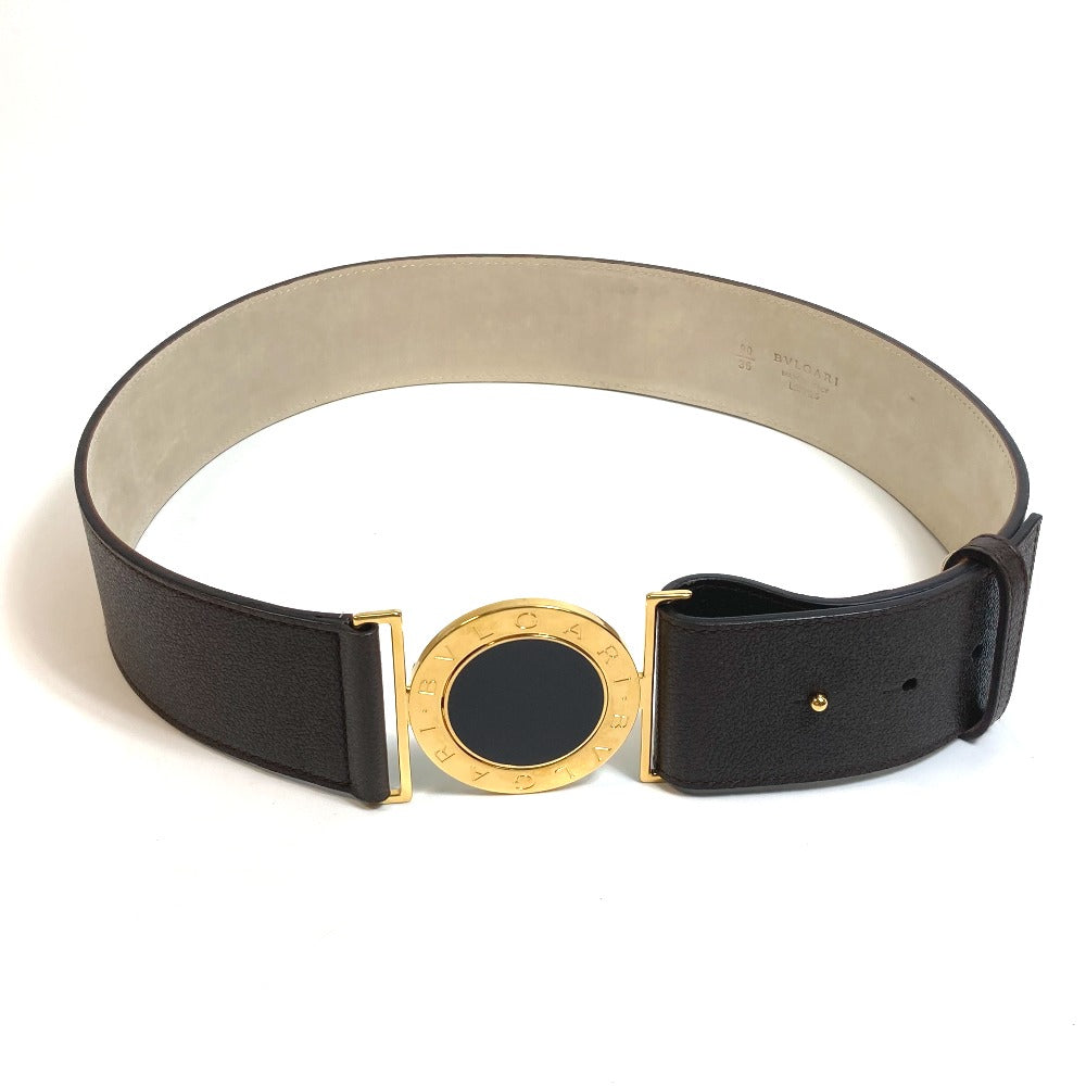 BVLGARI Men's and Women's Bvlgari Bvlgari Fashion Accessory Trouser Belt, Unisex Leather, Dark Brown