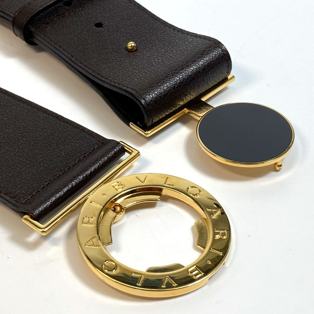 BVLGARI Men's and Women's Bvlgari Bvlgari Fashion Accessory Trouser Belt, Unisex Leather, Dark Brown