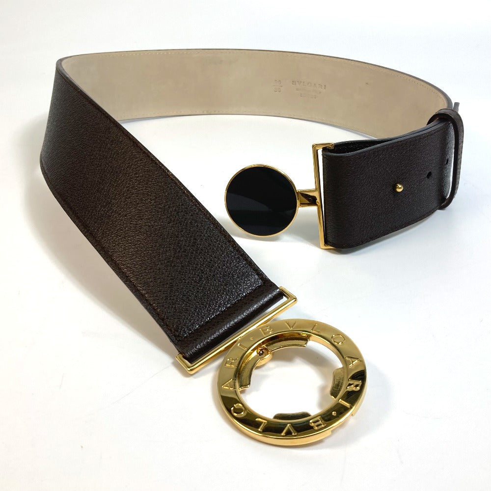 BVLGARI Men's and Women's Bvlgari Bvlgari Fashion Accessory Trouser Belt, Unisex Leather, Dark Brown