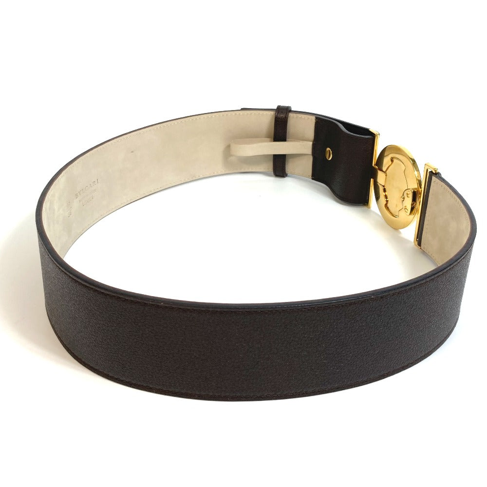 BVLGARI Men's and Women's Bvlgari Bvlgari Fashion Accessory Trouser Belt, Unisex Leather, Dark Brown