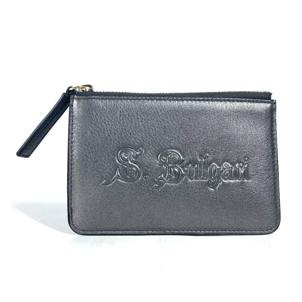 BVLGARI S.bvlgari ロゴ 財布 小銭入れ キーリング付き コインケース レザー ユニセックス シルバー系