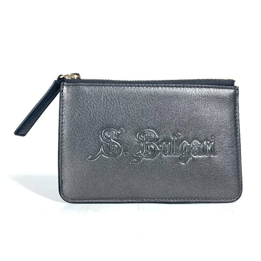 BVLGARI S.bvlgari ロゴ 財布 小銭入れ キーリング付き コインケース レザー ユニセックス シルバー系
