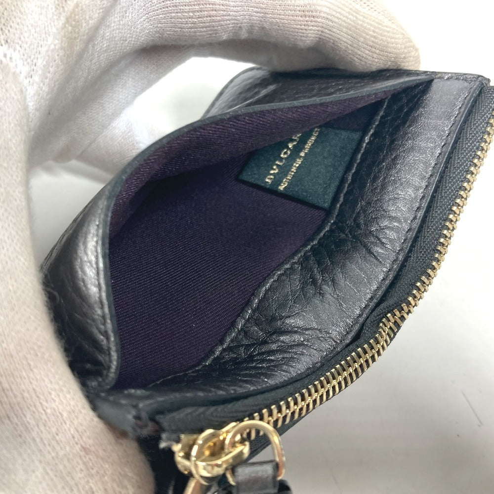BVLGARI S.bvlgari ロゴ 財布 小銭入れ キーリング付き コインケース レザー ユニセックス シルバー系