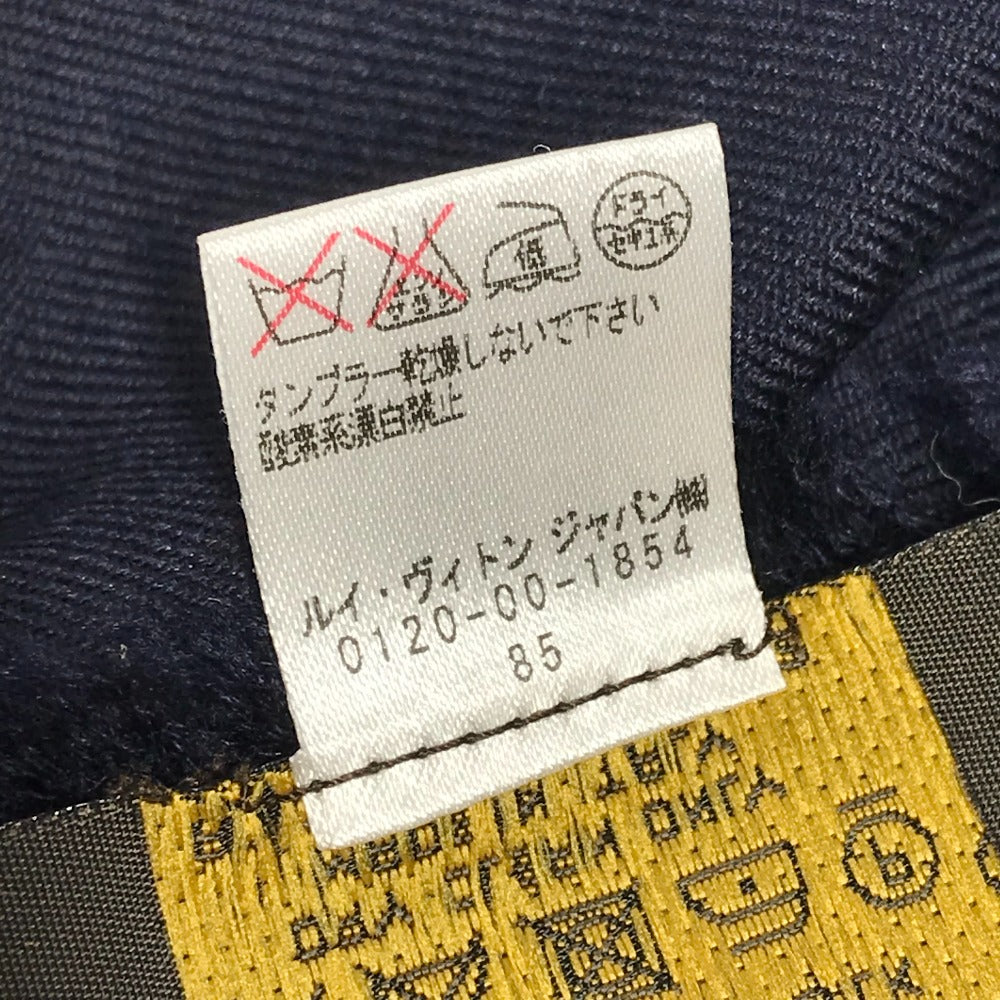 LOUIS VUITTON MP1702 LVロゴ 大判 フリンジ ショール マフラー ストール ウール レディース ネイビー