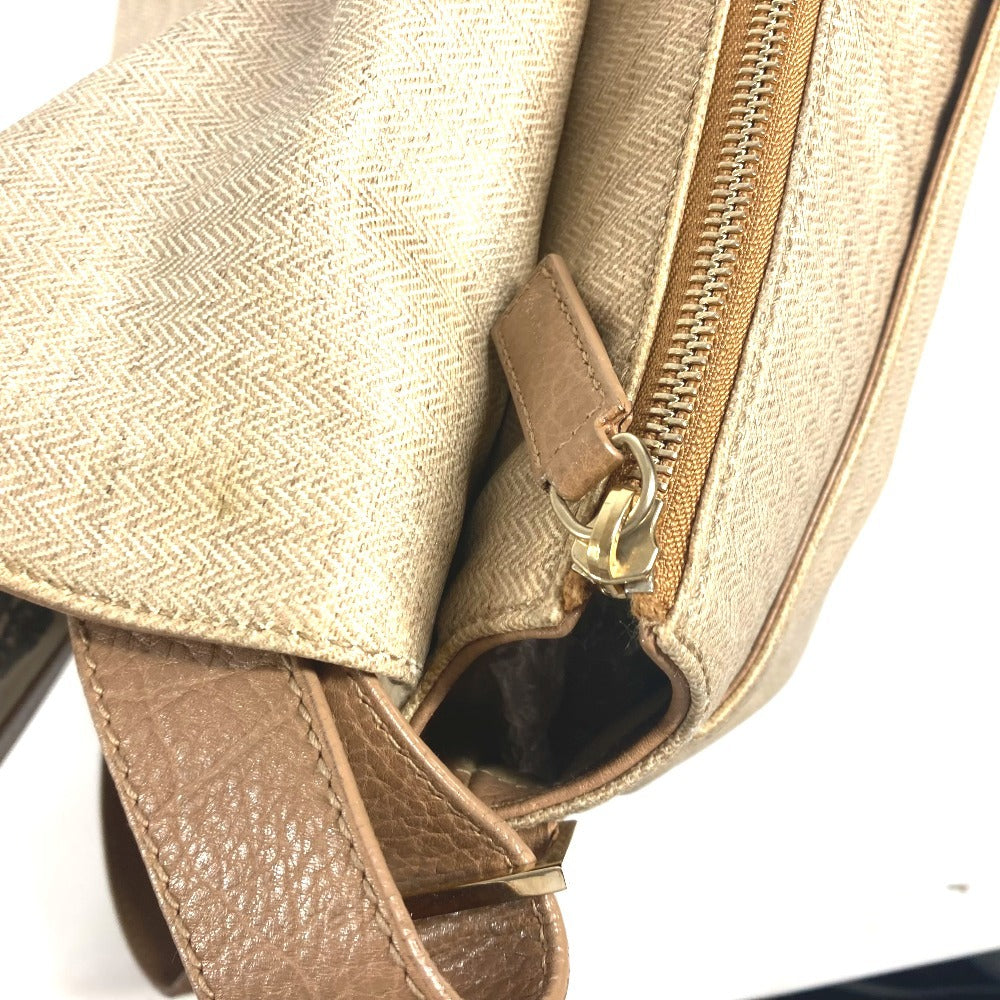 BVLGARI ロゴ 斜め掛け カバン フラップ ショルダーバッグ レザー/コーティングキャンバス ユニセックス ベージュ