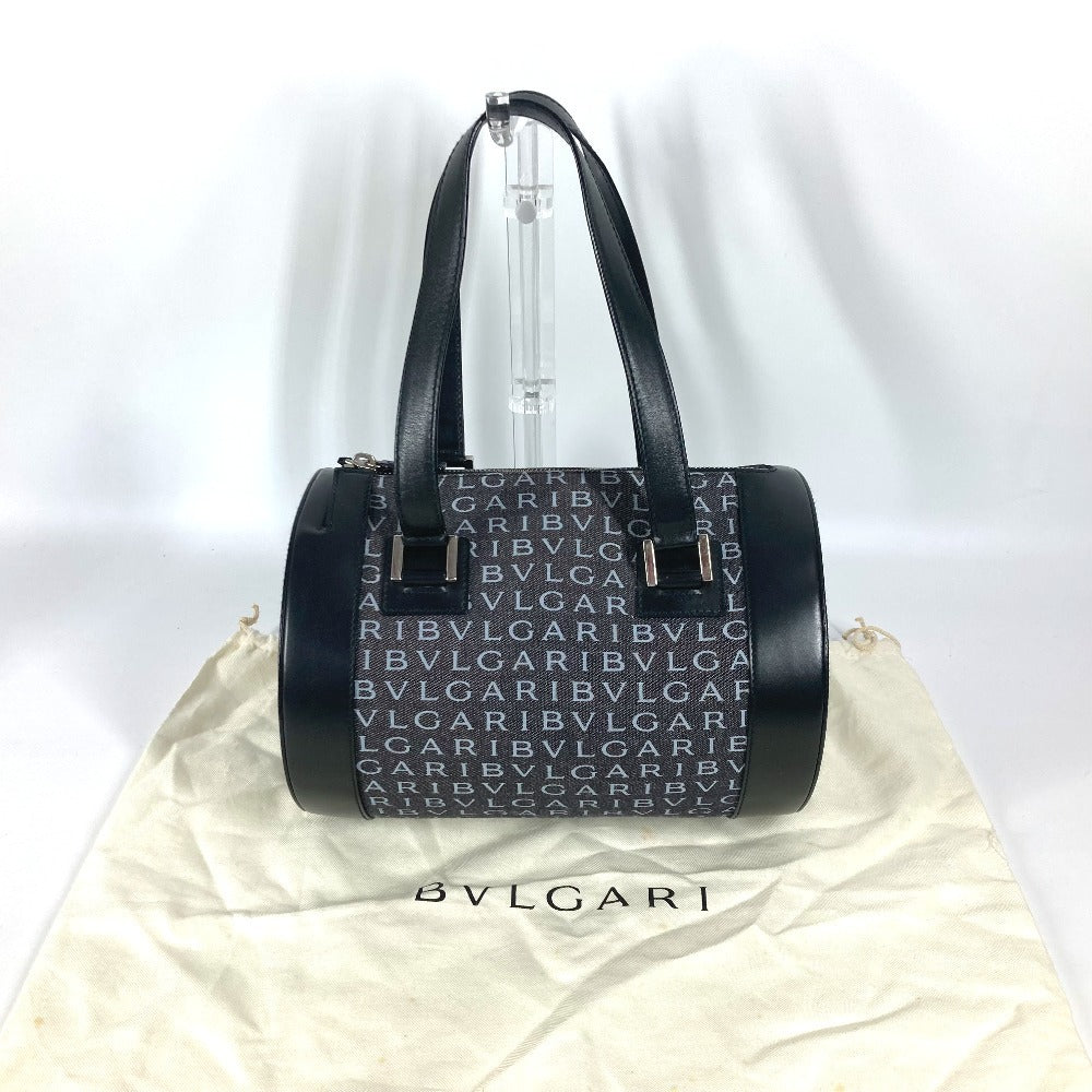 BVLGARI B-ZERO1 Logomania Drum Cylindrical Shoulder Bag/Handbag in Black Denim for Women