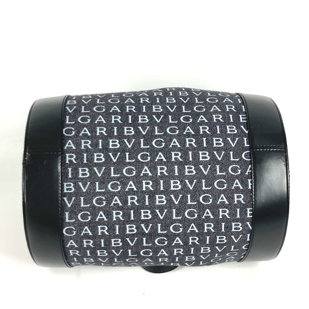 BVLGARI ビーゼロワン B-ZERO1 ロゴマニア ドラム 筒型 カバン 肩掛け ショルダーバッグ ハンドバッグ デニム レディース ブラック
