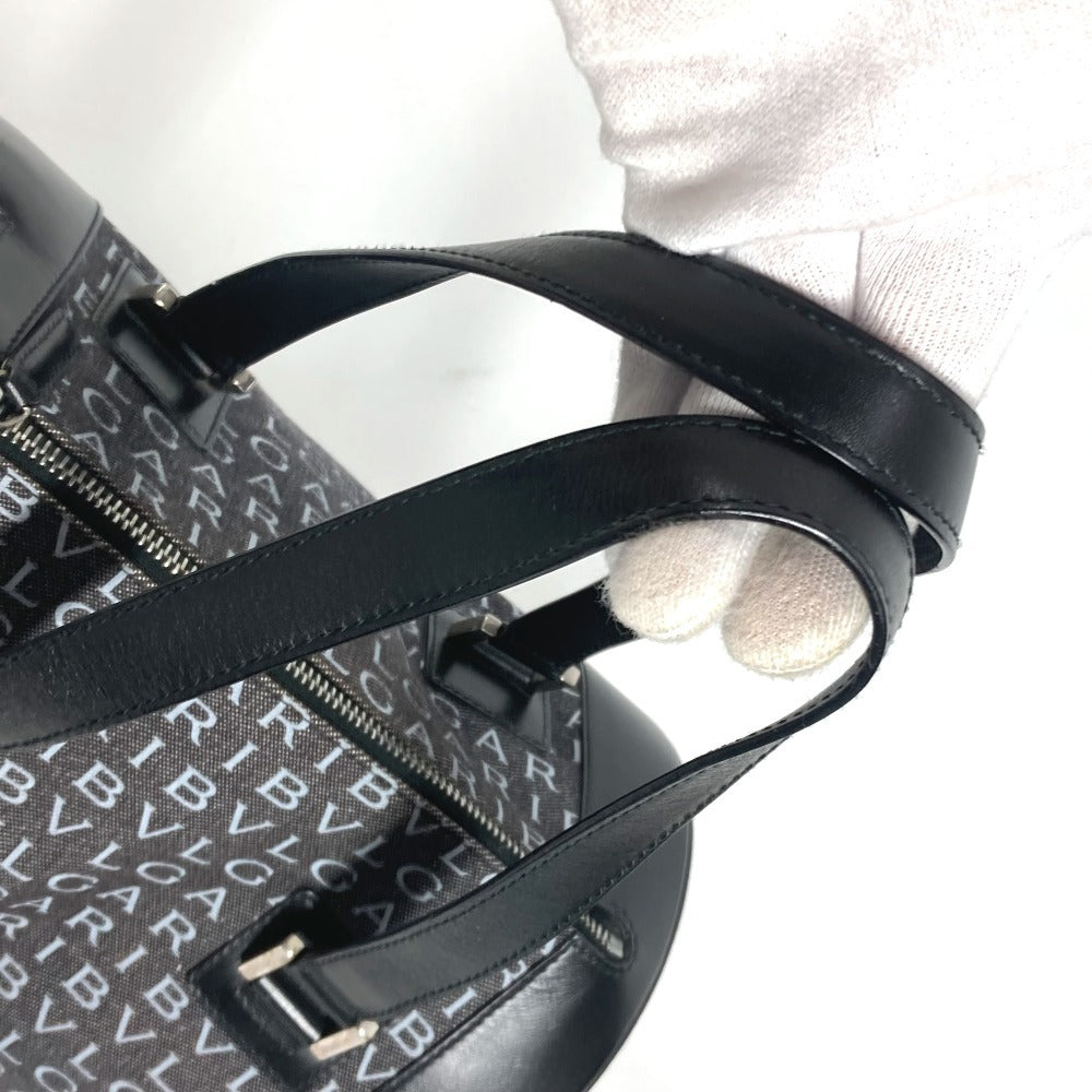 BVLGARI ビーゼロワン B-ZERO1 ロゴマニア ドラム 筒型 カバン 肩掛け ショルダーバッグ ハンドバッグ デニム レディース ブラック