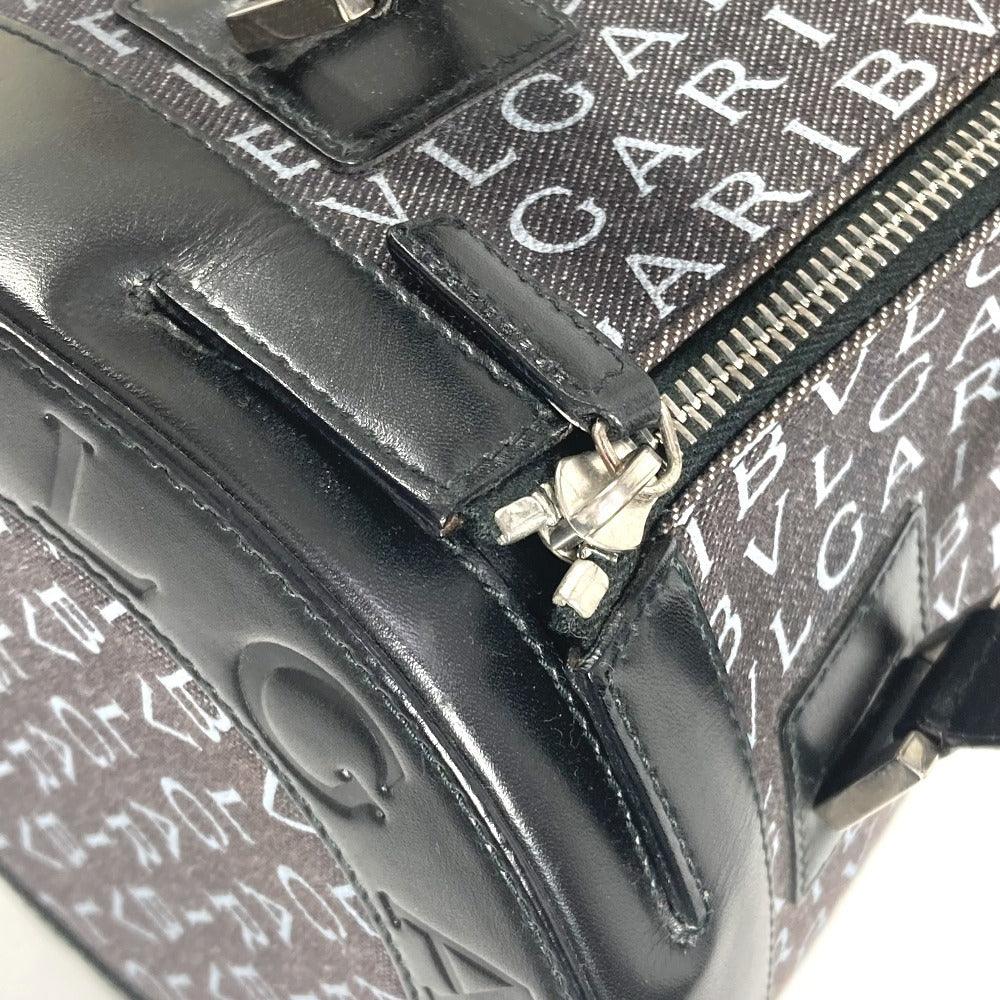 BVLGARI ビーゼロワン B-ZERO1 ロゴマニア ドラム 筒型 カバン 肩掛け ショルダーバッグ ハンドバッグ デニム レディース ブラック