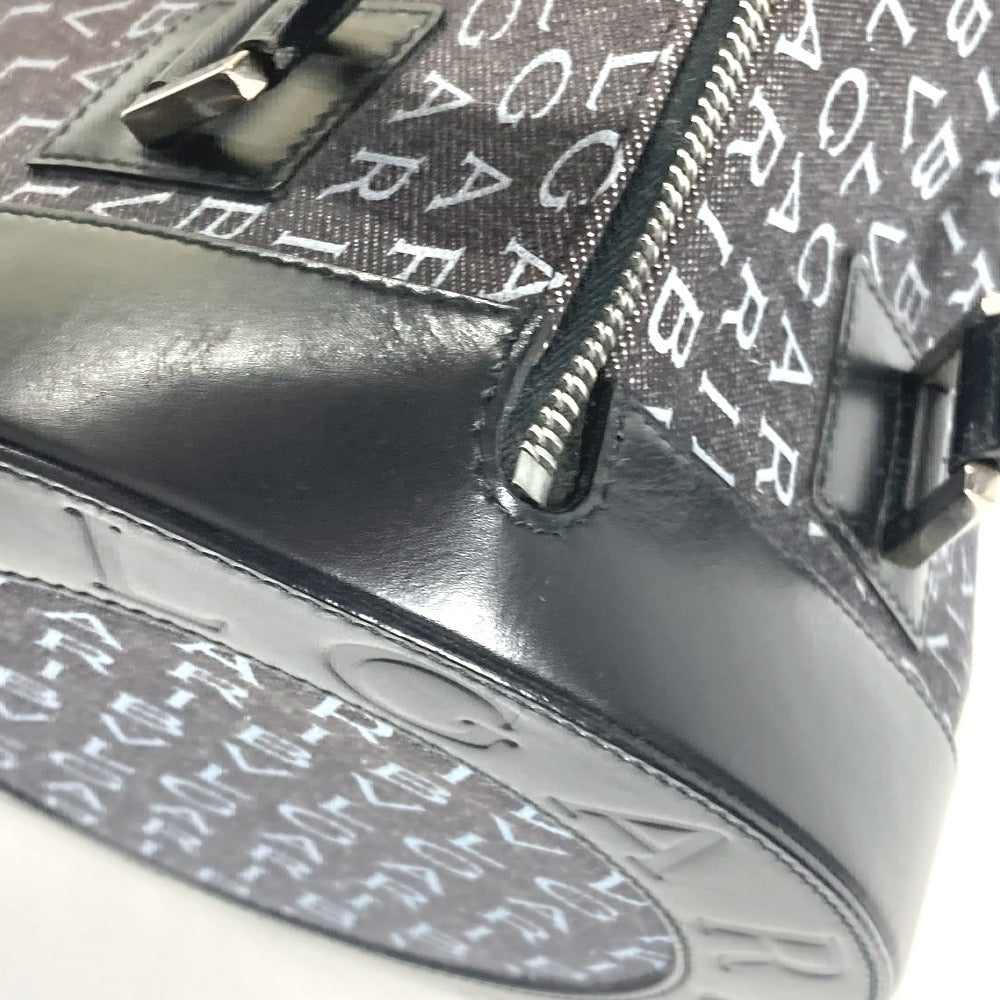BVLGARI ビーゼロワン B-ZERO1 ロゴマニア ドラム 筒型 カバン 肩掛け ショルダーバッグ ハンドバッグ デニム レディース ブラック