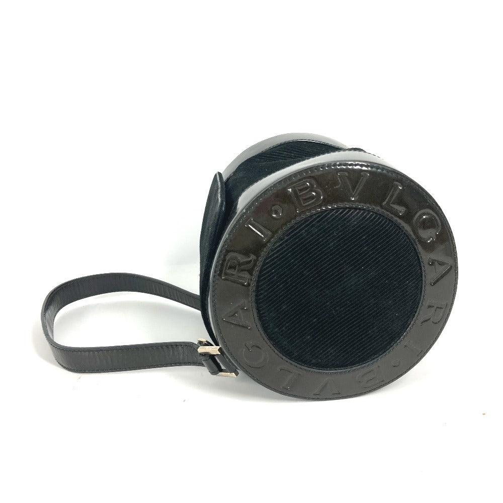 BVLGARI ビーゼロワン B-ZERO1 ロゴマニア ドラム 筒型 カバン 肩掛け ショルダーバッグ ハンドバッグ スエード レディース ブラック