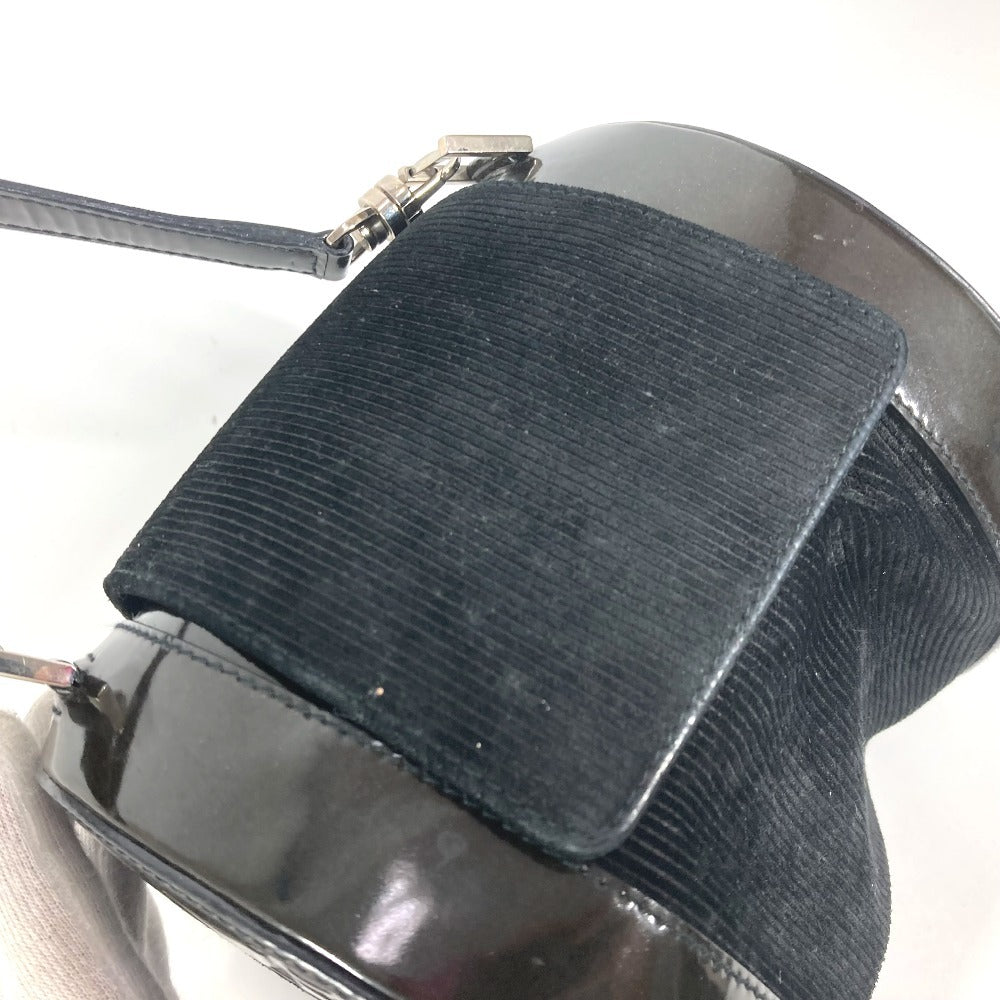 BVLGARI ビーゼロワン B-ZERO1 ロゴマニア ドラム 筒型 カバン 肩掛け ショルダーバッグ ハンドバッグ スエード レディース ブラック