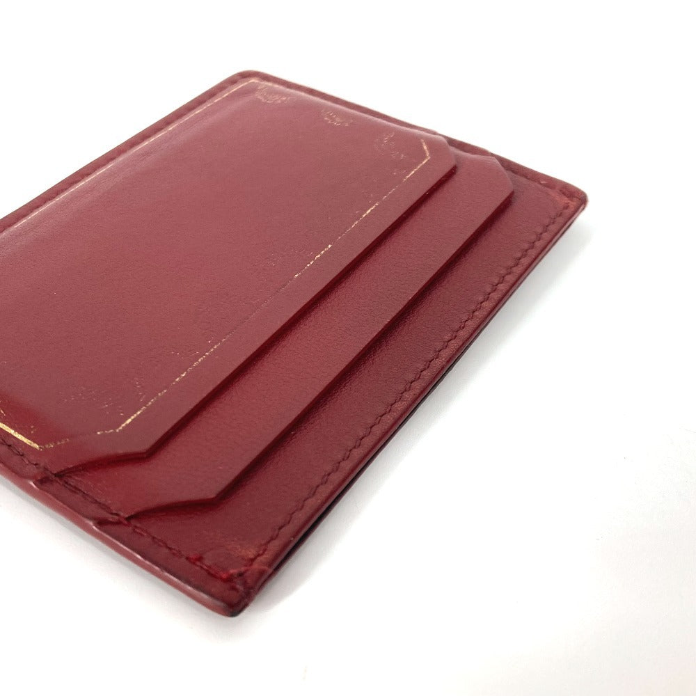 CARTIER Garland de Cartier Business Card Holder Pass Case Card Case Leather wine-red Used