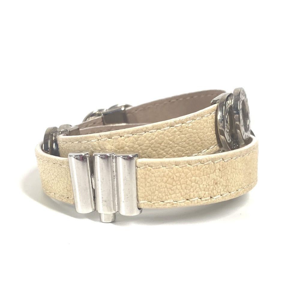BVLGARI BVLGARI Logo Double Coiled Bracelet, Leather, Women's, Beige