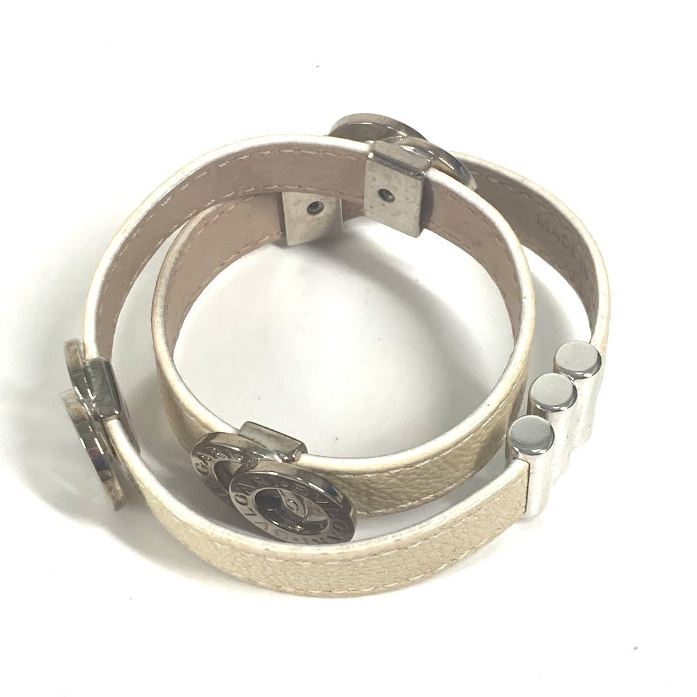 BVLGARI BVLGARI Logo Double Coiled Bracelet, Leather, Women's, Beige