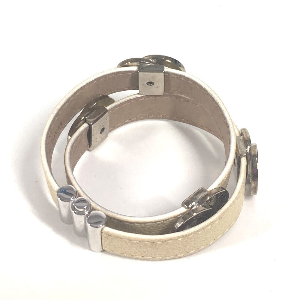 BVLGARI BVLGARI Logo Double Coiled Bracelet, Leather, Women's, Beige