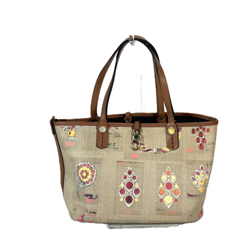 BVLGARI Shoulder Bag with Jewelry Pattern and Pouch, Leather/PVC Tote Bag, Multicolor, Women's