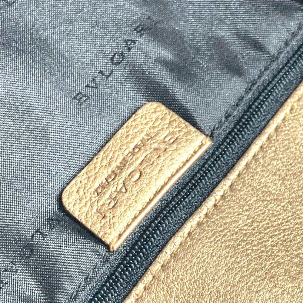 BVLGARI ロゴ S.bulgari ハンドバッグ カバン 縦型 トートバッグ レザー ユニセックス ゴールド