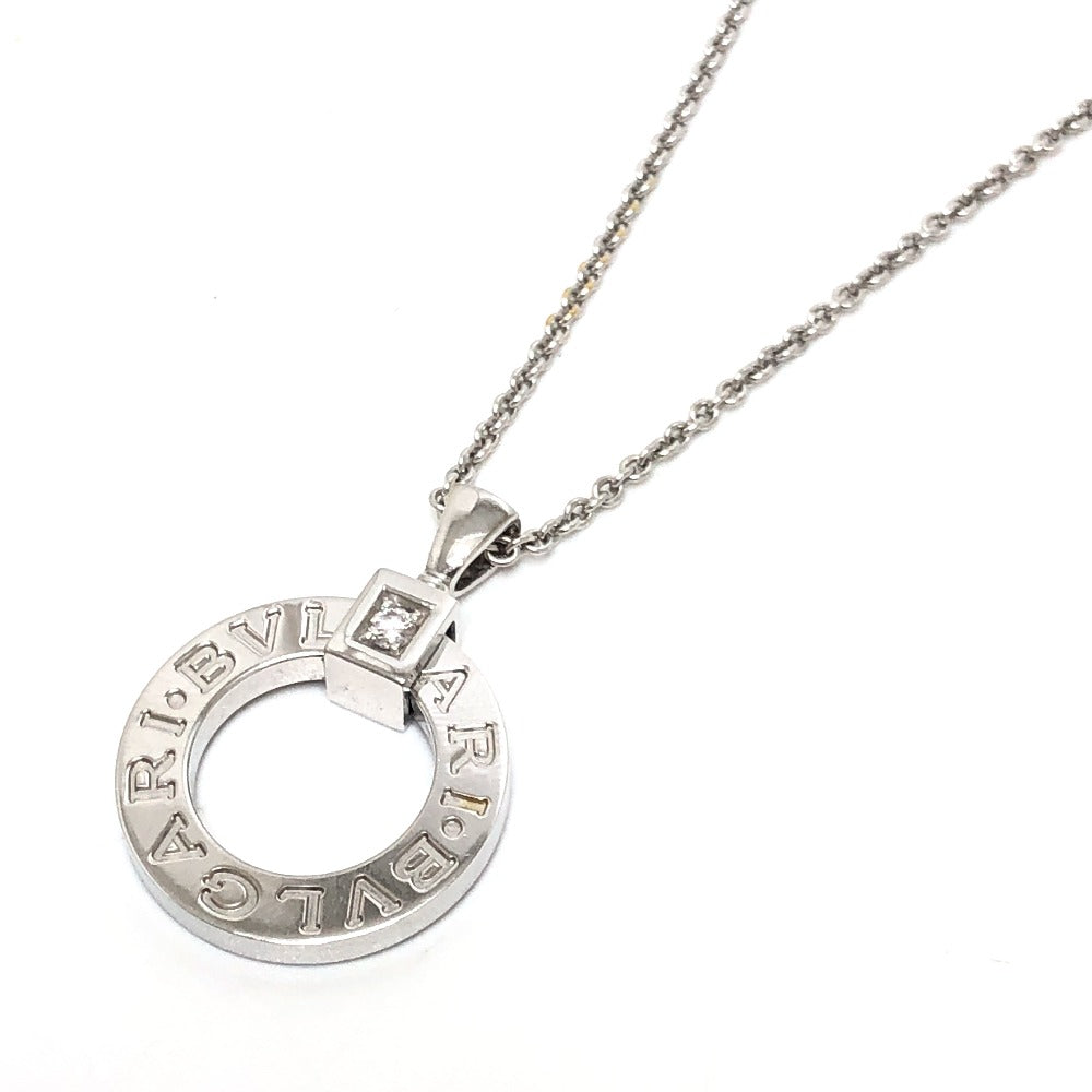 BVLGARI K18WG Diamond 1P Bvlgari Bvlgari Accessory Circle Logo Necklace K18WG Ladies Silver