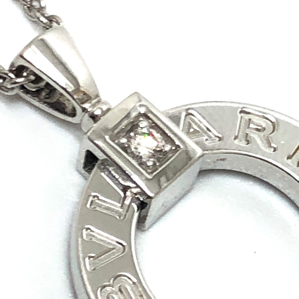 BVLGARI K18WG Diamond 1P Bvlgari Bvlgari Accessory Circle Logo Necklace K18WG Ladies Silver