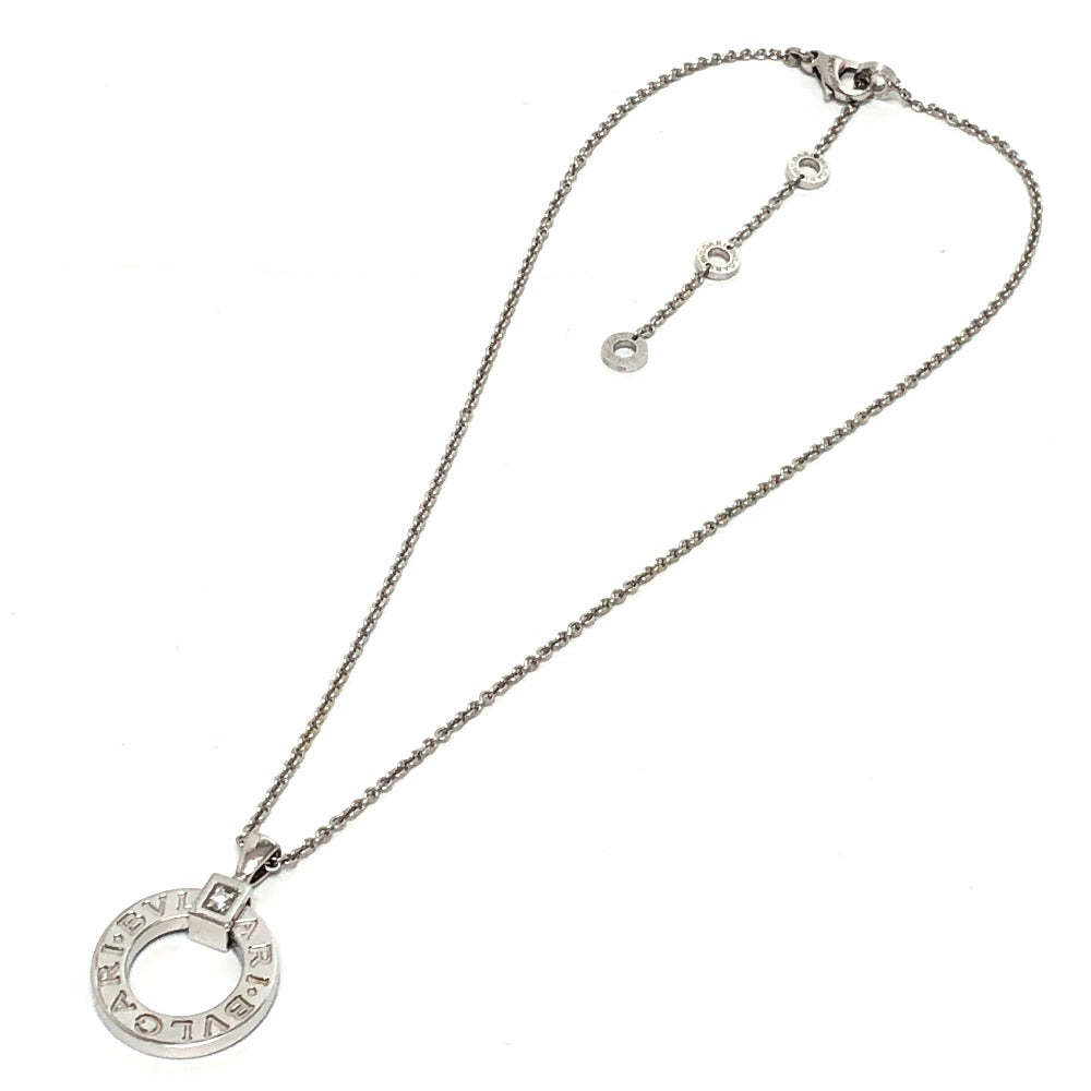BVLGARI K18WG Diamond 1P Bvlgari Bvlgari Accessory Circle Logo Necklace K18WG Ladies Silver