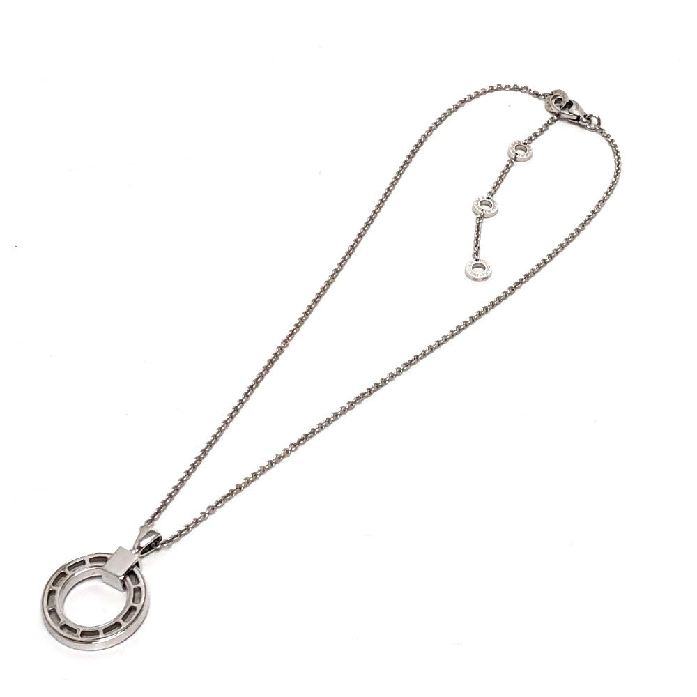 BVLGARI K18WG Diamond 1P Bvlgari Bvlgari Accessory Circle Logo Necklace K18WG Ladies Silver
