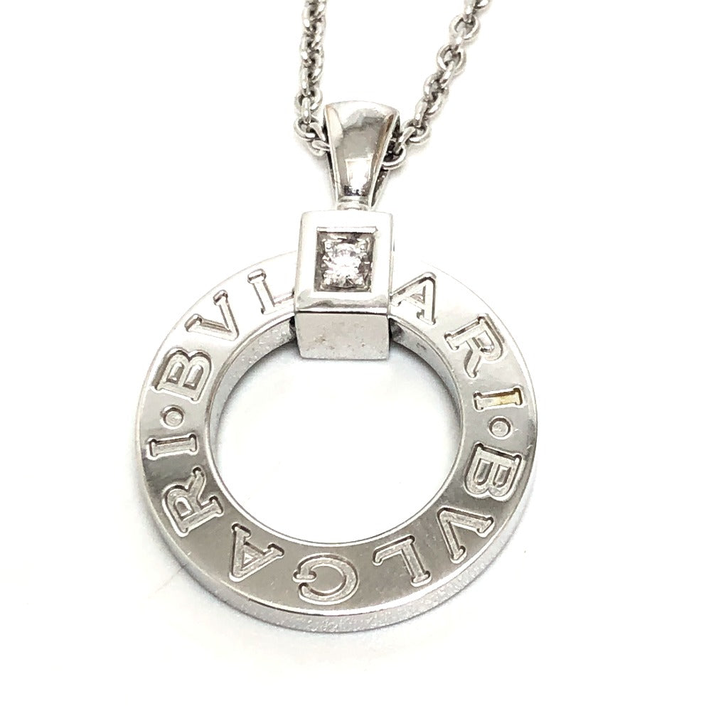 BVLGARI K18WG Diamond 1P Bvlgari Bvlgari Accessory Circle Logo Necklace K18WG Ladies Silver