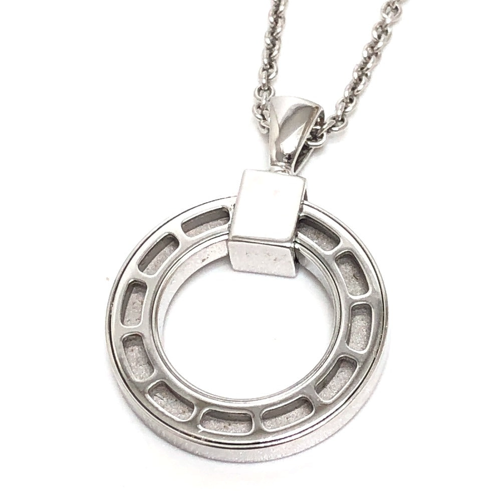 BVLGARI K18WG Diamond 1P Bvlgari Bvlgari Accessory Circle Logo Necklace K18WG Ladies Silver