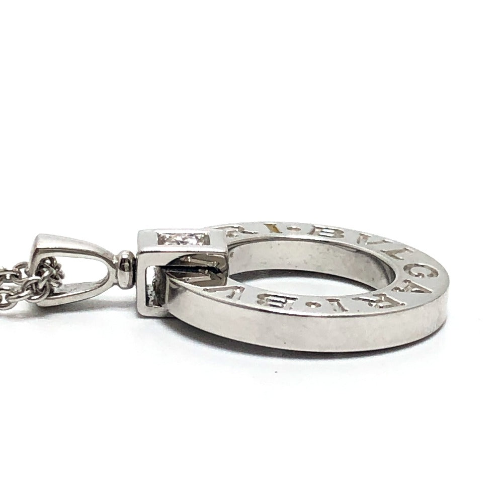BVLGARI K18WG Diamond 1P Bvlgari Bvlgari Accessory Circle Logo Necklace K18WG Ladies Silver