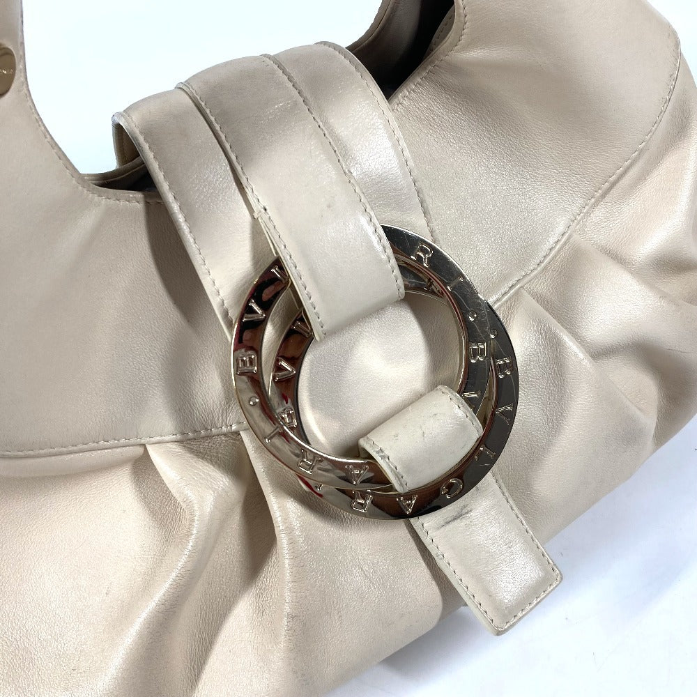 BVLGARI チャンドラ ロゴ カバン ハンドバッグ レザー レディース ベージュ