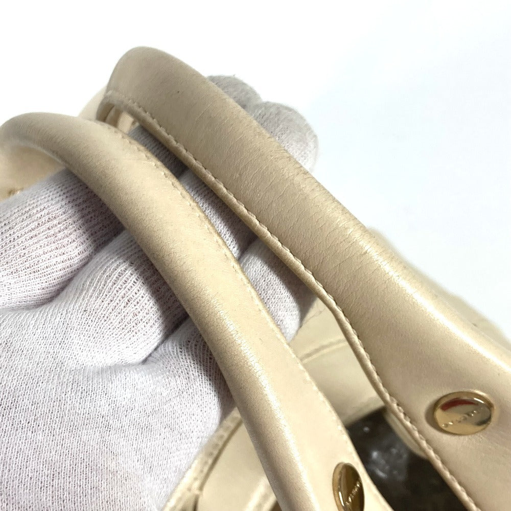 BVLGARI チャンドラ ロゴ カバン ハンドバッグ レザー レディース ベージュ