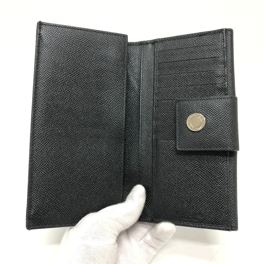 BVLGARI ブルガリブルガリ クラシコ ロングウォレット Wホック 2つ折り 長財布 レザー メンズ ブラック