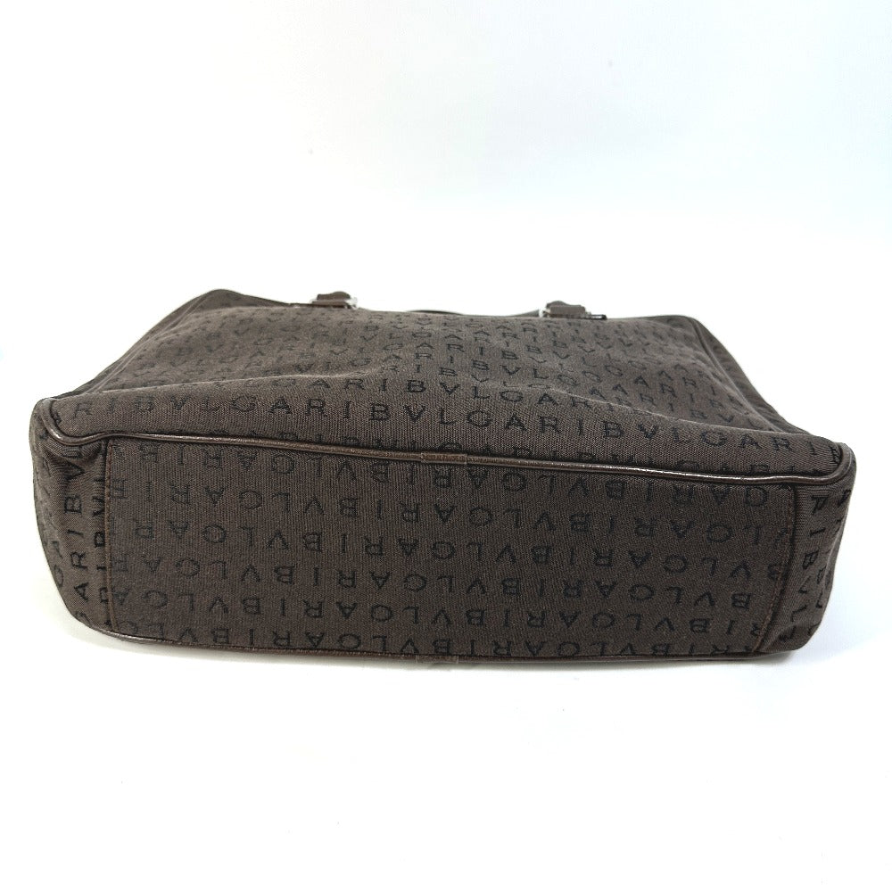 BVLGARI Logomania Handbag Briefcase/Business Bag Canvas Men's Brown