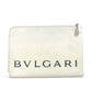 BVLGARI fragment logo double zipper pouch/clutch bag in white leather for men