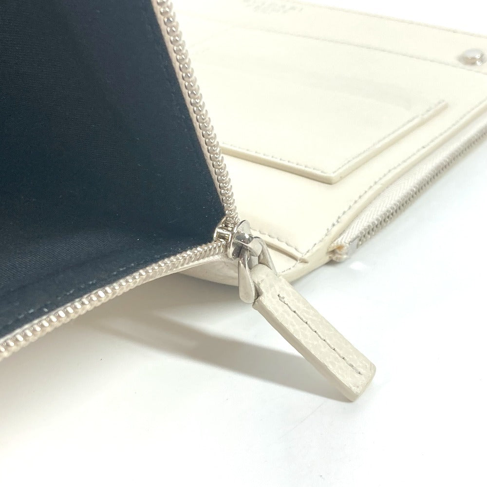 BVLGARI fragment logo double zipper pouch/clutch bag in white leather for men