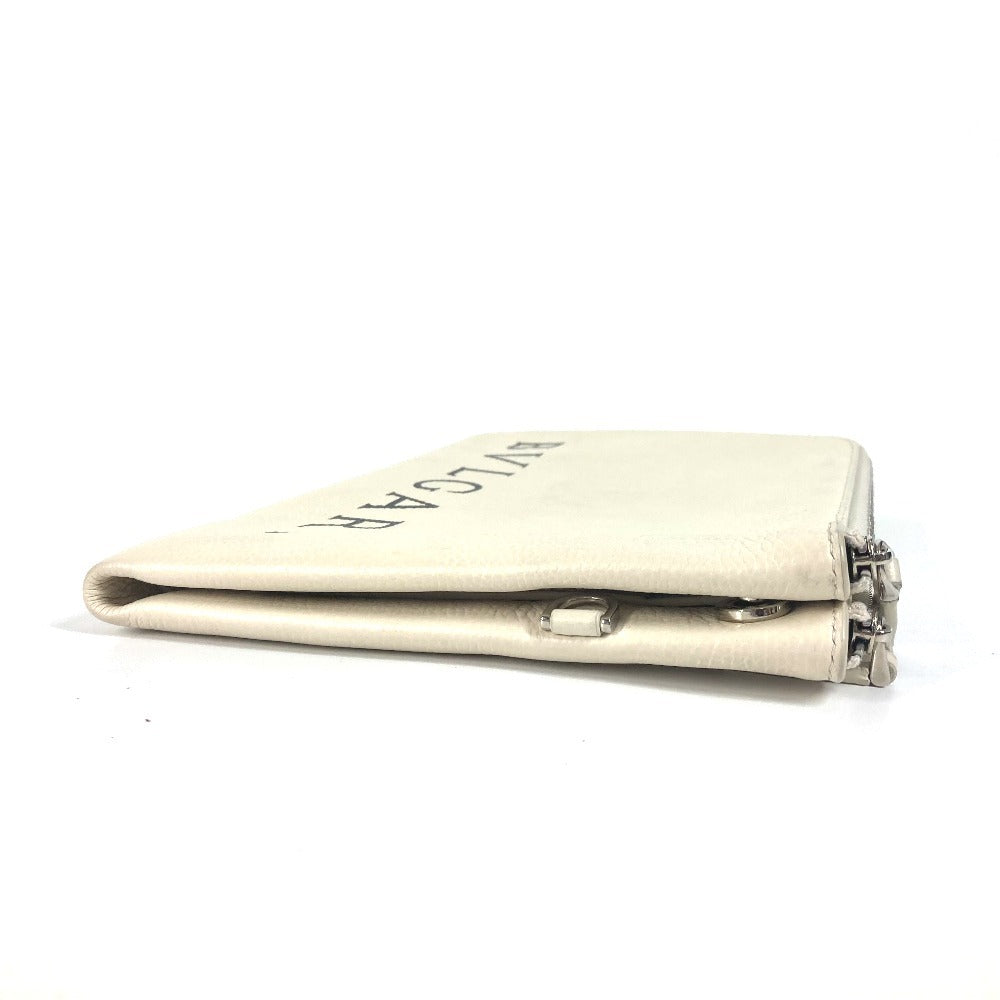 BVLGARI fragment logo double zipper pouch/clutch bag in white leather for men