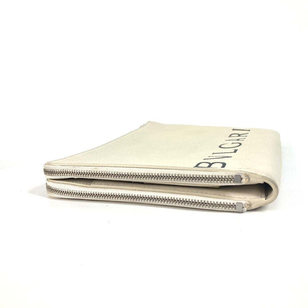 BVLGARI fragment logo double zipper pouch/clutch bag in white leather for men