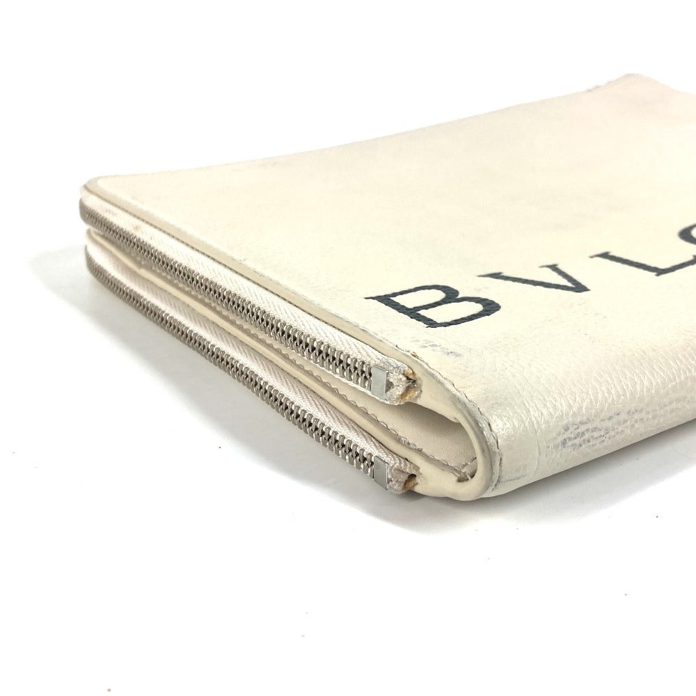 BVLGARI fragment logo double zipper pouch/clutch bag in white leather for men