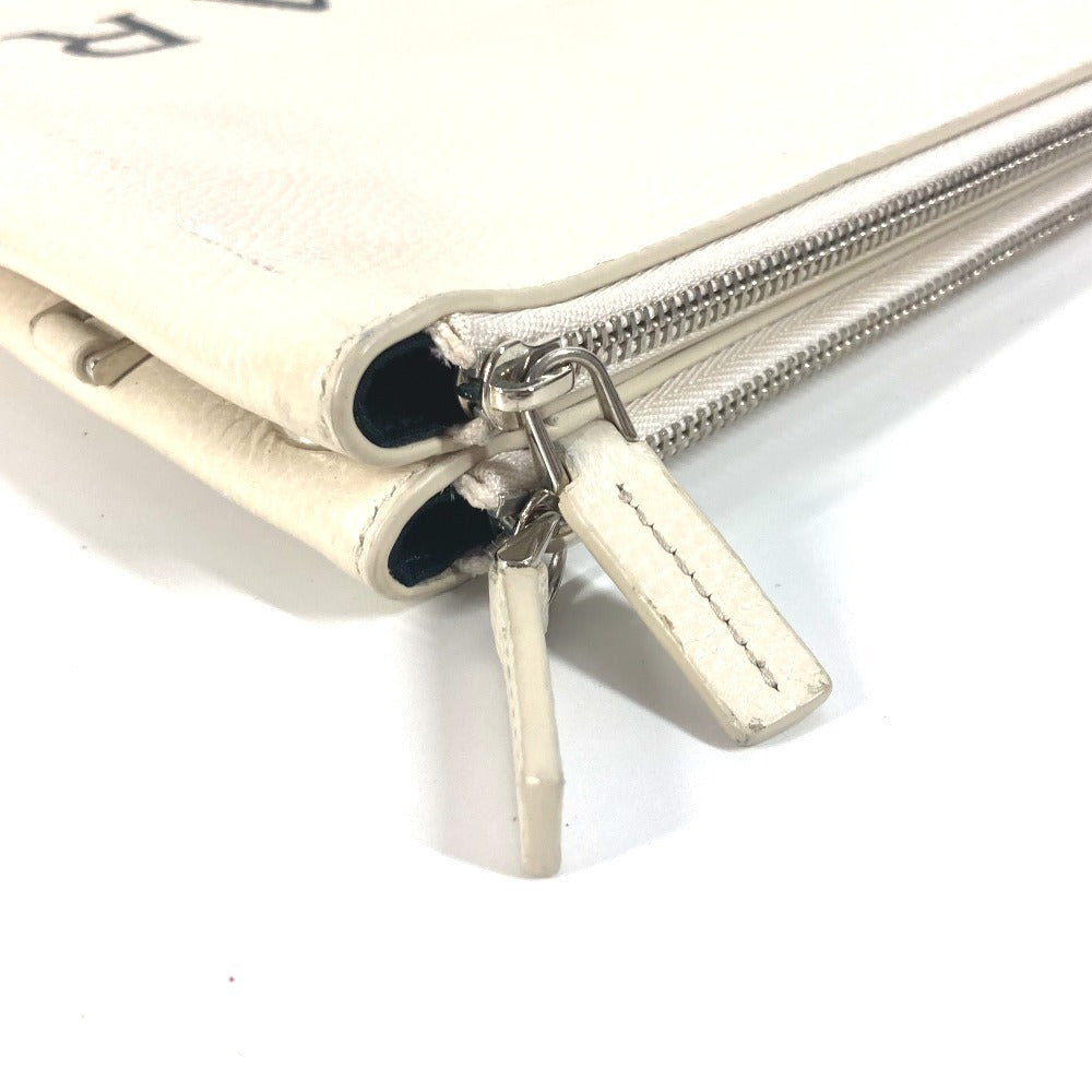 BVLGARI fragment logo double zipper pouch/clutch bag in white leather for men