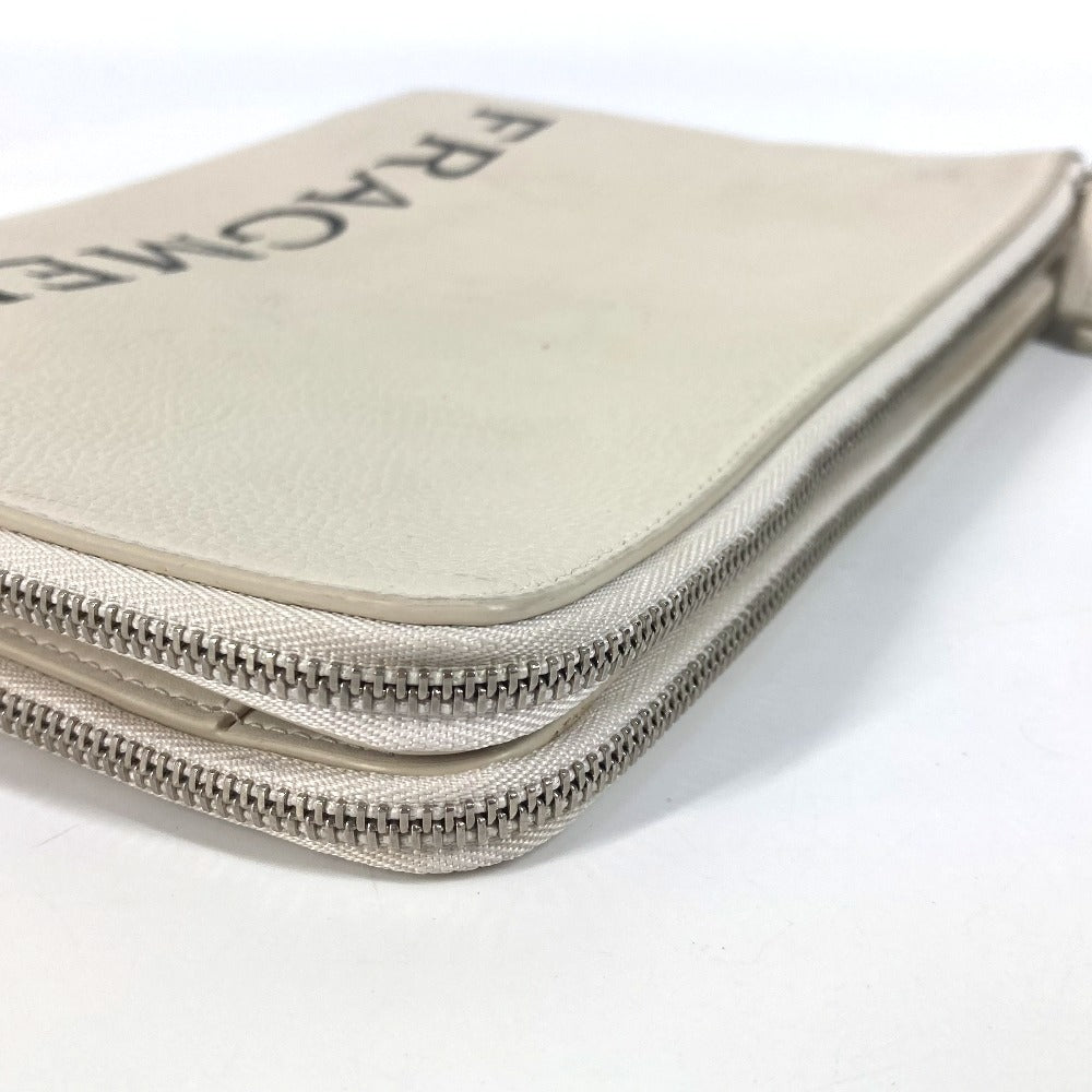 BVLGARI fragment logo double zipper pouch/clutch bag in white leather for men